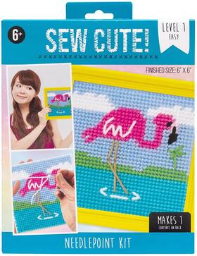 Sc74654 American Crafts 765468746548 3 Pack - Colorbok Sew Cute Needlepoint Kit-flamingo