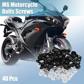 Automall Tech 609876992121 40pcs M6 Black Aluminum Alloy Hex Socket Head Motorbike Bolt Screw Nut Universal