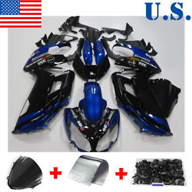 Mk-k0612pwg-004 Blue Black Fairing Kit For Kawasaki Ninja 650 Ex650 2012-2016 Molded Bolts