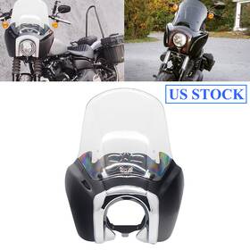 T-022-bkcl Bluebunnybike Headlight Fairing 15ftft Windscreen With Trim Bezel For Harley Dyna Fxd