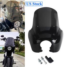 T-012-bksk Bluebunnymoto Headlight Fairing With 15ftft Smoke Windshield For Harley Dyna Wide Glide Street Bob