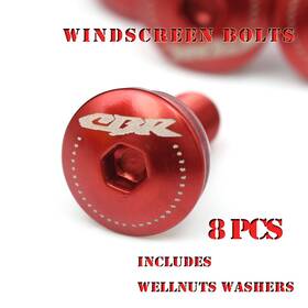 Clcrwbrdlogocbrcc001 Bobmoto Windscreen Bolts Screw Red For Cbr600rr 03-13 Cbr1100xx 97-06