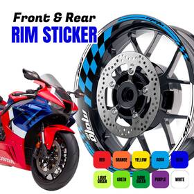 Clcrwsgp01xx17cc067 Bobmoto Aa01 17 Inch Wheel Rim Sticker Checkered For Kawasaki Vulcan S 650 En650 15-20