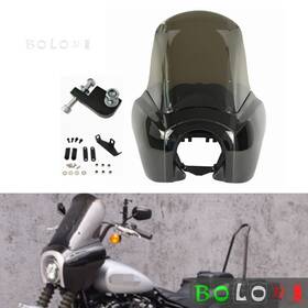 Us-t-012-bksk Bolonimotorcycle Front Fairing Windshield Kit For Harley Dyna Fat Bob Low Rider Street 99-17