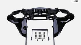Ws-24 Btoem Black Denim Double Din Inner Batwing Fairing For Harley Touring 98-13 Frame
