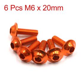 Carpopart 609876254281 6pcs M6 X 20mm Orange Hexagon License Plates Fairing Bolts Screws For Motorcycle