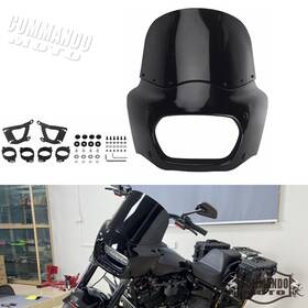 Us-t-1640-11-bkbk Commandomoto For Harley Fat Bob Fxfb Fxfbs 2018-2024 Headlight Fairing Windshield And Mount Kit