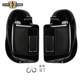 8fg008 Custom Chrome Lower Vented Leg Fairing Glove Box Fit For Harley Davidson Touring 2014 Black