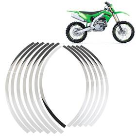 Dictorcoltd 550748679636 21 Inch 19 Rim Stripe Wheel Sticker Decals For Kawasaki Kx 250f 2004-2021 2020 White