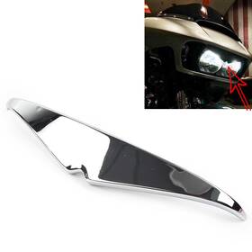Earthoee 550756724908 Headlamp Headlight Eyebrow Eyelid Trim For Harley Road Glide Fltrx Fltru Chrome
