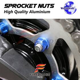 Aarrsnf01bucl72208043 Fireriderworld Blue Rear Sprocket Nuts M10 For Yamaha Yzf R6 03-07 08 09 10 11 12 13 14 15
