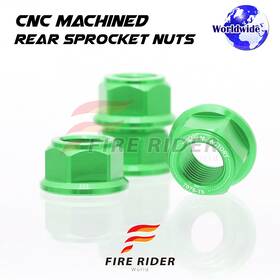 Aarrsnf01gr4pcscl72208001 Fireriderworld Green Rear Sprocket Nuts M10 For Kawasaki Z125 Pro 15 16 17 18 19 20