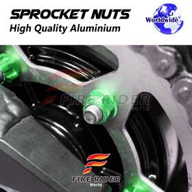 Aarrsnf01grcl72208113 Fireriderworld Green Rear Sprocket Nuts M10 For Kawasaki Vn800 All Year