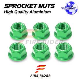 Aarrsnf01grcl72208132 Fireriderworld Green Rear Sprocket Nuts M10 For Kawasaki Zzr250 All Year
