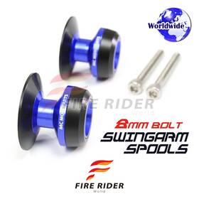 F-mcsp02bu8mm105001a22055 Fireriderworld Billet Blue M8 Rear Swingarm Spools Twall For Kawasaki Z900 Rs / Cafe 18 19 20