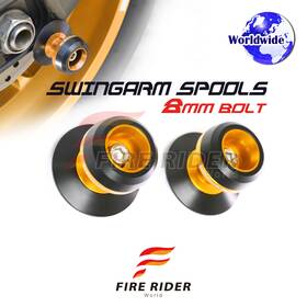 F-mcsp02gd8mm105001a22017 Fireriderworld Billet Gold M8 Rear Swingarm Spools Twall For Gsxr 600 11 12 13 14 15 16 17 18