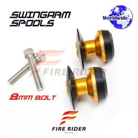 F-mcsp02gd8mm105001a22043 Fireriderworld Billet Gold M8 Rear Swingarm Spools Twall For V-strom 650 14 15 16 17 18 19 20