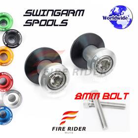 F-mfspmfsi8mm105001a22044 Fireriderworld Cnc Spmf Silver M8 Rear Swingarm Spools For V-strom 1000 14 15 16 17 18 19 20
