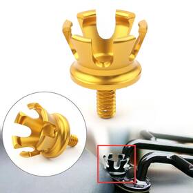 Flashbuyeasyusa 550744931684 Imperial Crown Style Rear Seat Bolt Tab Screw Mount Aluminum For Harley 96 Gold