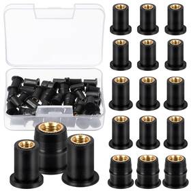 G-3596 Glarks 37pcs M4 M5 M6 Black Rubber Well Nuts Set Expansion Brass Windshi