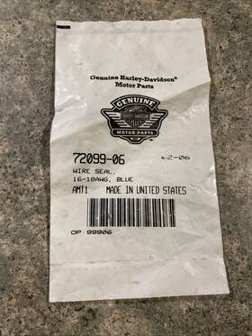 72099-06 Harley Davidson Harley-davidson Wire Seal Blue Nos