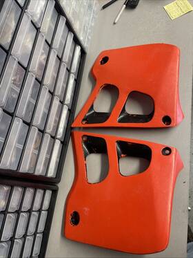 19071-kz3-700za Honda 1990 90 Cr250 Cr 250 Oem Stock Radiator Shrouds Red Plastic