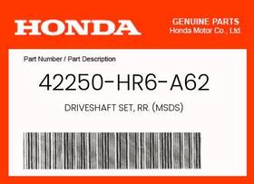 42250-hr6-a62 Honda Genuine Driveshaft Set Rr. Msds -