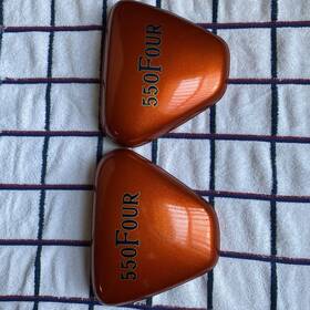 000zb Honda 83600 1975 Cb550f Super Sport Side Cover Pair Original Sunrise Flake Orange