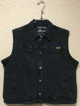 286073606 Indian Motorcycle Lana Denim Womens Casual Vest Black Size Large