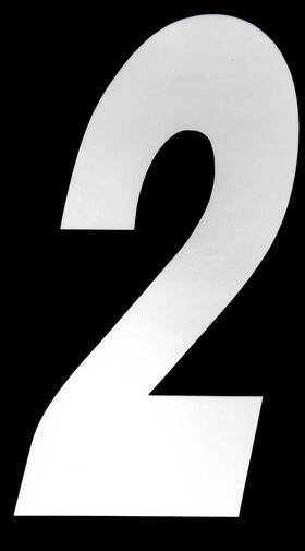 Rw2w Kart Racewear Stick-on 6 Inch Slanted Number 2 White