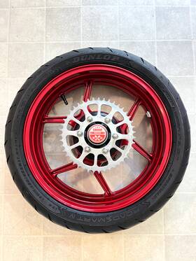 41073-0729-796 Kawasaki 2019-2024 Ninja Zx6r Zx636 Oem Rear Wheel Rim Rotor Sprocket Tire Red