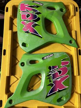 49089-5166-6w Kawasaki 91-94 1993 Kdx250 Kdx 250 Oem Side Covers Cover Radiator Shroud Plastics
