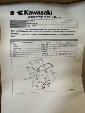 99994-0402 Kawasaki 2019 Z900 Clear Meter Cover Kit