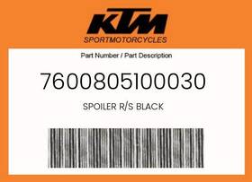 Ktm 7600805100030 Genuine Spoiler R/s Black -