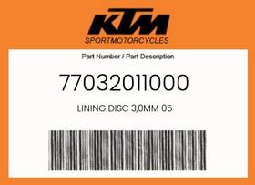 77032011000 Ktm Genuine Lining Disc 3 0mm 05 -