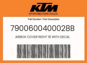 7900600400028b Ktm Genuine Airbox Cover Right 16 With Decal -