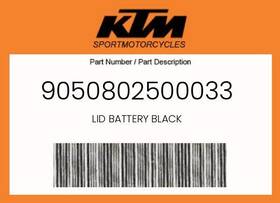 Ktm 9050802500033 Genuine Lid Battery Black -