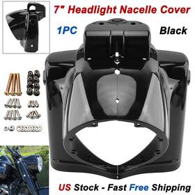 Mp15-003-0016b-im Lenkdou 1x Black 7 Inch Headlight Fairing Cover For Harley Touring Road King Flhr 2014-2023