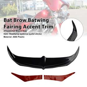 M549-a618-blk Madhornets Bat Brow Batwing Fairing Accent Trim For Electra Street Glides Trikes 96-13 Blk
