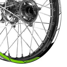 Bmhmxap04bgr2118pn22009ka Mc Motoparts For Kawasaki Klx 400r 03 04 05 21/18 Inch Mx Dirt Bike Green Wheel Stickers P04