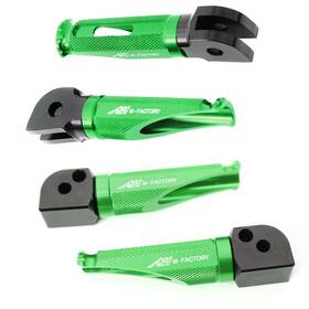 Fpkitka027bkmfpxxxmag23001 Mc Motoparts Green Mfp Front Rear Footpegs For Z1000 Sx / Ninja 1000 14 15 16 17 18