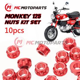 Mc1rsnmcmonkeynutsrdpn001 Mc Motoparts Billet Sprocket Nuts Shock Axle Nut Red For Honda Monkey 125 18 19 20 21