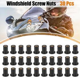 Motoforti 782685785600 30pcs M4 4mm Straight Black Rubber Windshield Screws Bolts Nut For Motorcycle