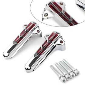 77us Motorshop 412562233534 Front Lower Fork Leg Cover Led Light For Harley Flhr Flhtk Flhx 14-20 Chrome-red