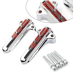 77us Motorshop 550728795677 Front Lower Fork Leg Covers Led Light For Harley Flhr Flhtk Flhx Chrome-yellow