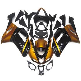 Fwzx6r-2007-41 Mzy Parts Gloss Gold Black Motorcycle Bodywork Kit For Kawasaki Zx6r 2007 2008 Abs Fairing