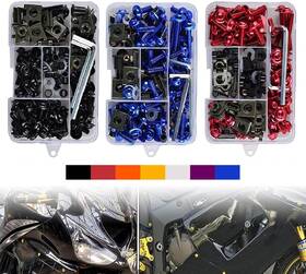 Zfls001 Ochisdf Motorcycle Fairing Bolt Kit 177pcs M5 M6 8.9 X 6.3 1.6 Inches Blue