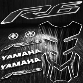 2t02d017ch-r6 Pro Bikery 2t02d017ch-r6/r6s/600 4pc Chrome Silver Gas/fuel Tank Pad 6 Inch Logo&letter 2-tone Yzf-r6 Emblem Sticker