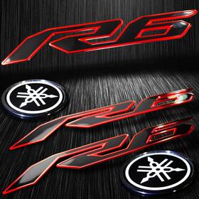 2t25absrd-r6 Pro Bikery 2t25absrd-r6/r6s/600 6 Inch 2-tone Abs Logo Emblem 2.5 Reflective Fender Sticker Yzf-r6/r6s Chrome Red