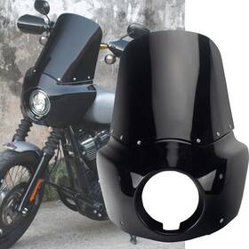 Us-t-851-15-bkbk Q-motoshop For Harley Softail Low Rider S Fxlrs Headlight Fairing With 15 Inch Windshield Kits